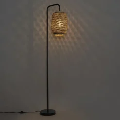 Oosterse vloerlamp bamboe met zwart - Yvonne