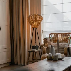 Oosterse vloerlamp beige met kralen - Moti