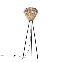 Oosterse vloerlamp beige met kralen - Moti