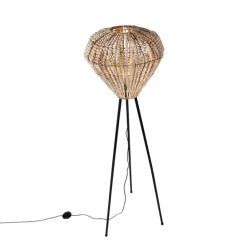 Oosterse vloerlamp beige met kralen - Moti