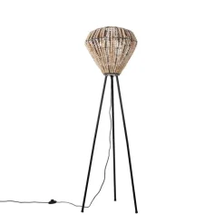 Oosterse vloerlamp beige met kralen - Moti