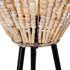 Oosterse vloerlamp beige met kralen - Moti