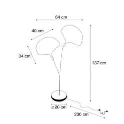 Oosterse vloerlamp messing met zwart 2-lichts - Louka