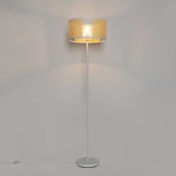 Oosterse vloerlamp wit met rotan 40 cm - Akira