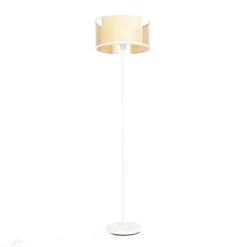 Oosterse vloerlamp wit met rotan 40 cm - Akira