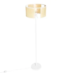 Oosterse vloerlamp wit met rotan 40 cm - Akira