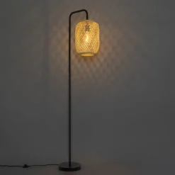 Oosterse vloerlamp zwart met bamboe - Yvonne