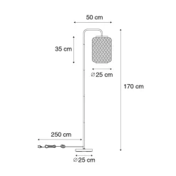 Oosterse vloerlamp zwart met bamboe - Yvonne