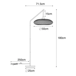 Oosterse vloerlamp zwart bamboe - Ostrava