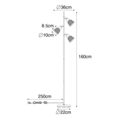 Oosterse vloerlamp zwart met bamboe 3-lichts - Rayan
