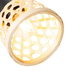 Oosterse vloerlamp zwart met bamboe 3-lichts - Rayan