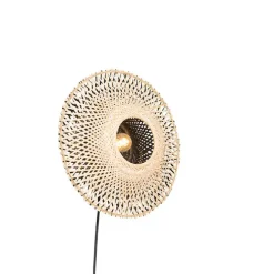 Oosterse wandlamp bamboe 35 cm met stekker - Rina