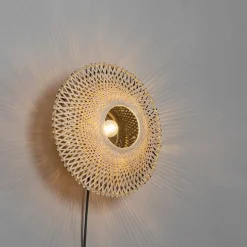 Oosterse wandlamp bamboe 35 cm met stekker - Rina