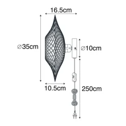 Oosterse wandlamp bamboe 35 cm met stekker - Rina