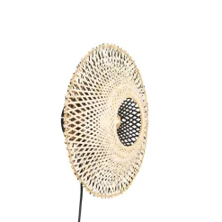 Oosterse wandlamp bamboe 35 cm met stekker - Rina