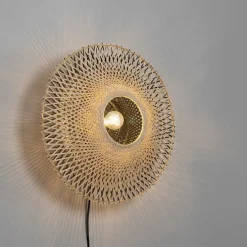 Oosterse wandlamp bamboe 50 cm met stekker - Rina