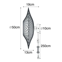 Oosterse wandlamp bamboe 50 cm met stekker - Rina