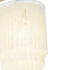 Oosterse wandlamp goud crème kap met franjes - Franxa