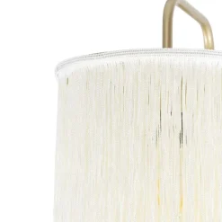 Oosterse wandlamp goud crème kap met franjes - Franxa