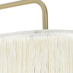 Oosterse wandlamp goud crème kap met franjes - Franxa
