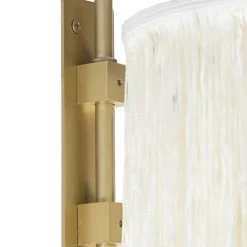 Oosterse wandlamp goud crème kap met franjes - Franxa