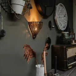 Oosterse wandlamp koper met patroon - Muraf