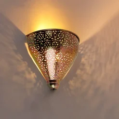 Oosterse wandlamp koper met patroon - Muraf