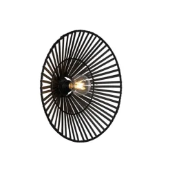 Oosterse wandlamp zwart bamboe rond - Pua