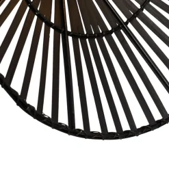 Oosterse wandlamp zwart bamboe rond - Pua