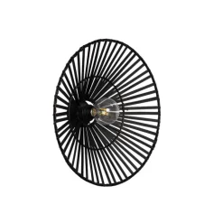 Oosterse wandlamp zwart bamboe rond - Pua