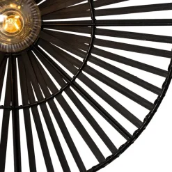 Oosterse wandlamp zwart bamboe rond - Pua