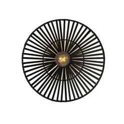 Oosterse wandlamp zwart bamboe rond - Pua