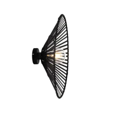 Oosterse wandlamp zwart bamboe rond - Pua