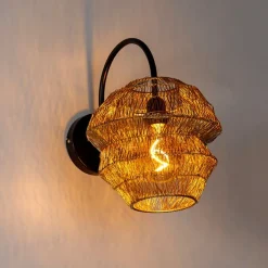 Oosterse wandlamp zwart met goud - Vadi