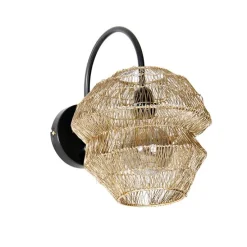 Oosterse wandlamp zwart met goud - Vadi