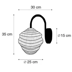 Oosterse wandlamp zwart met goud - Vadi