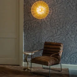 Oosterse wandlamp zwart met naturel bamboe - Pua