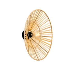 Oosterse wandlamp zwart met naturel bamboe - Pua