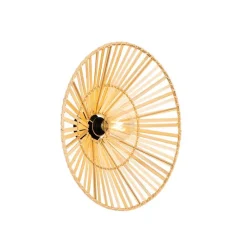 Oosterse wandlamp zwart met naturel bamboe - Pua