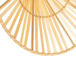 Oosterse wandlamp zwart met naturel bamboe - Pua