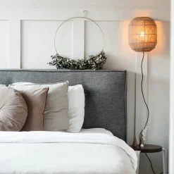 Oosterse wandlamp zwart met jute touw - Riki