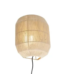 Oosterse wandlamp zwart met jute touw - Riki