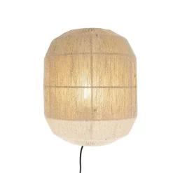 Oosterse wandlamp zwart met jute touw - Riki
