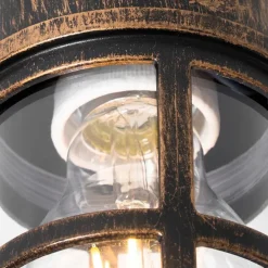 Plafond- en wandlamp antiek goud IP54 - Kiki