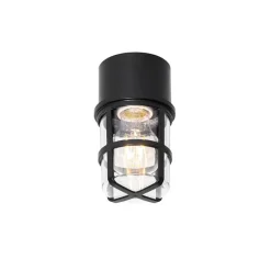 Plafond- en wandlamp zwart met heldere kap IP54 - Kiki