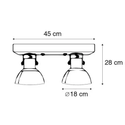 Plafondlamp brons 2-lichts met hout - Mangoes