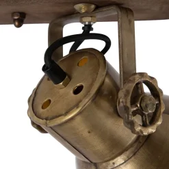 Plafondlamp brons 2-lichts met hout - Mangoes