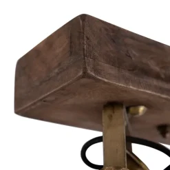 Plafondlamp brons 2-lichts met hout - Mangoes