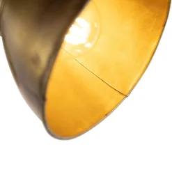 Plafondlamp brons met hout 3-lichts - Mangoes