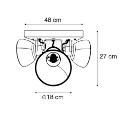 Plafondlamp brons met hout 3-lichts - Mangoes